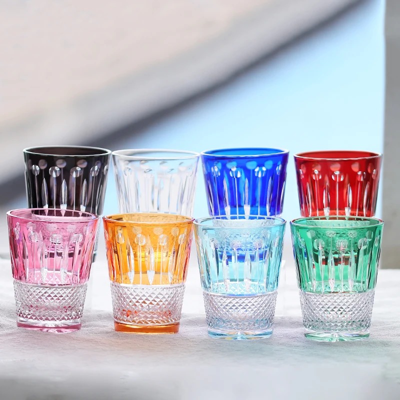 Wine Beer Jp - Handcrafted Hand Engraved Multi-colored Crystal Glass
