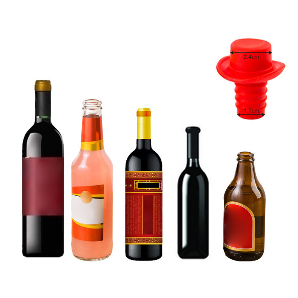 Wine Beer Hat - 5Pcs Hat-Shaped Silicone Wine Bottle Stoppers