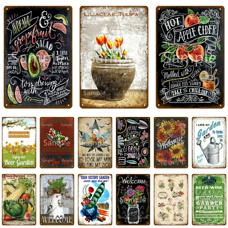 Wine Beer Garden - Enjoy Our Garden Kitchen FLowers Metal