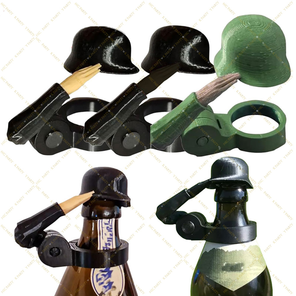 Wine Beer Hat - Funny Soldier Salute Beer Bottle Helmet