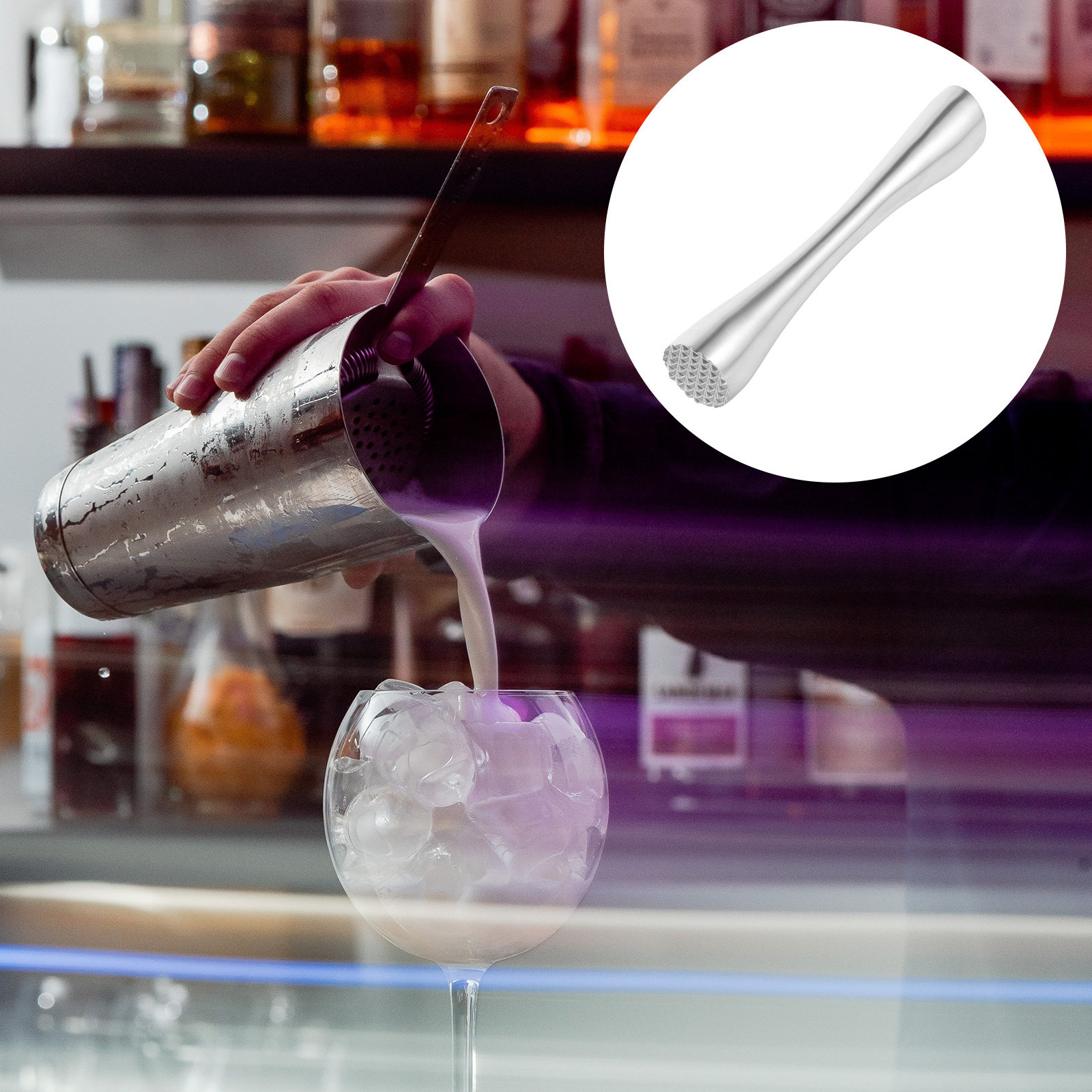 Muddler Cocktail Bar - Sturdy Stainless Steel Grinding Rod Labor-Saving