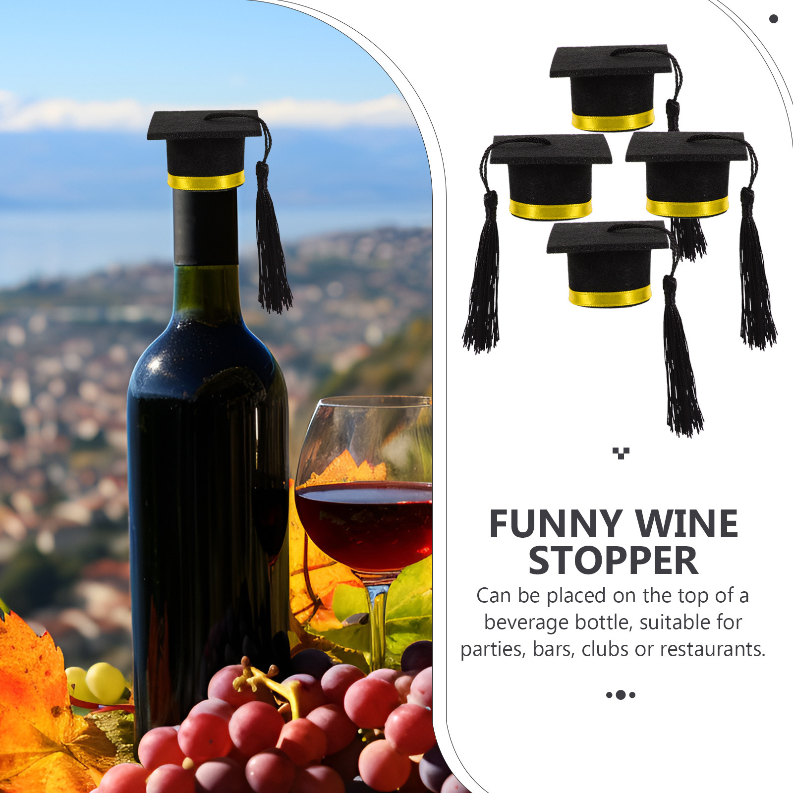4Pcs Graduation Hat Jar Topper - Wine Beer Hat ulasan dan harga