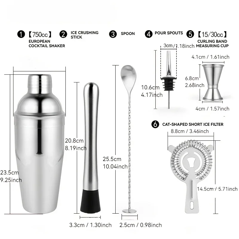 Stainless Steel Cocktail Shake - Muddler Cocktail Bar ulasan dan harga