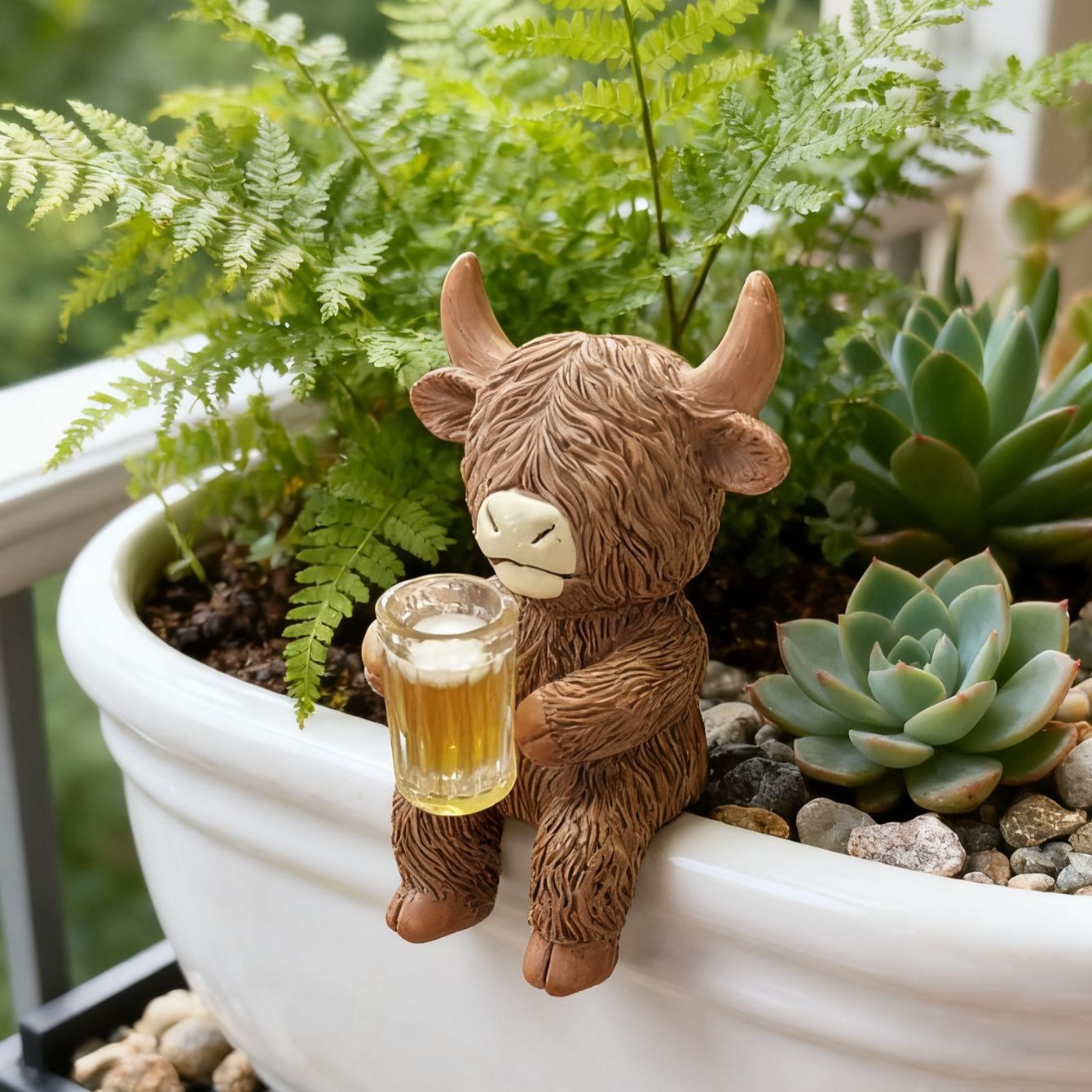 Funny HighlandS Cow Figurine D - Wine Beer Garden ulasan dan harga